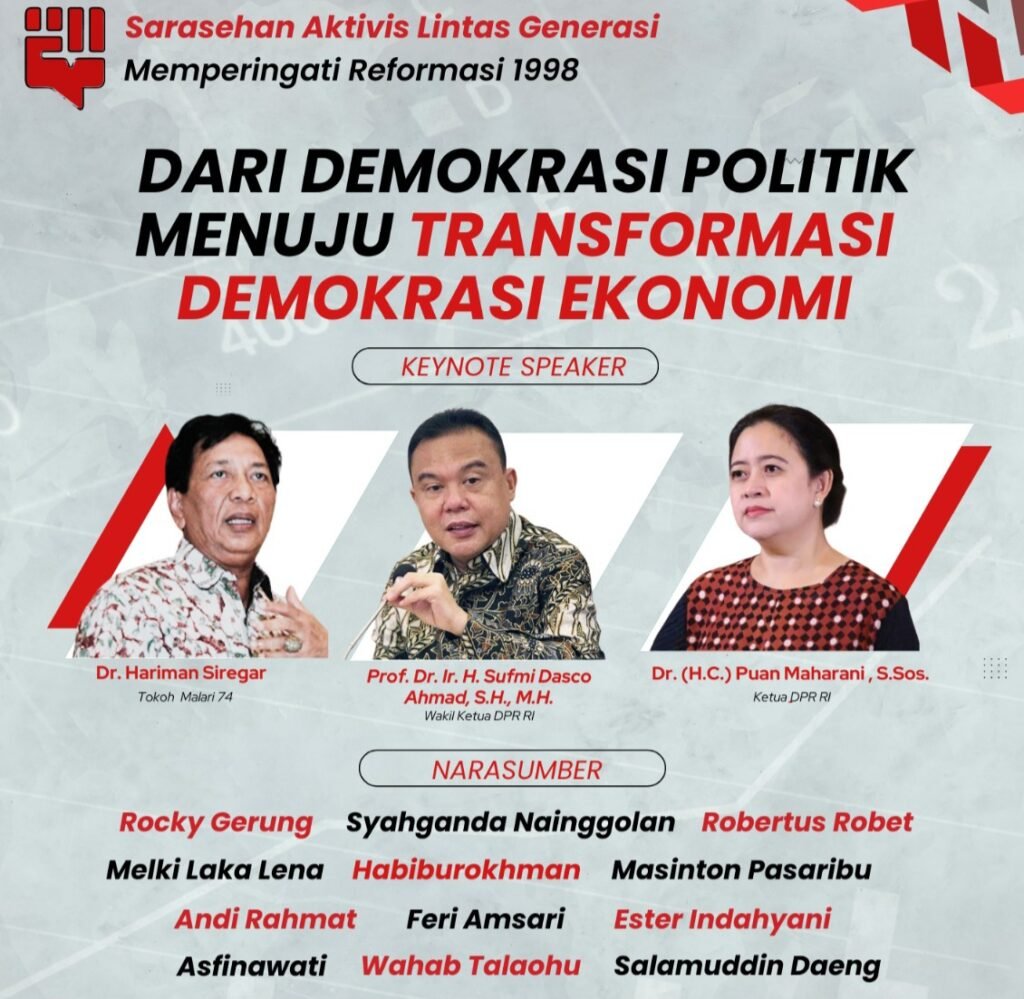 Peringati 27 Tahun Reformasi, Aktivis 98 Gelar Sarasehan Lintas Generasi Bahas Transformasi Demokrasi Ekonomi